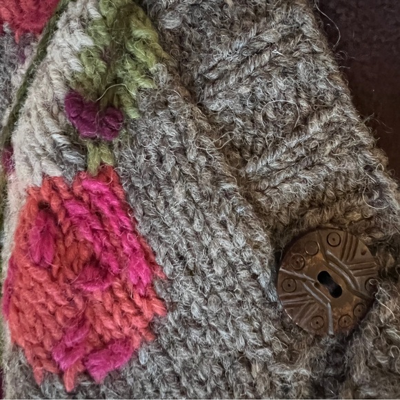 Cozy Sundance Lost Horizons Celia Rose Cardi Sweater, Hand-Knit Fleece Lined S/M - Picture 8 of 12